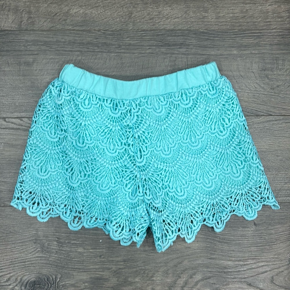 Girls Blue Crochet Mermaid Shorts
